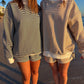 Brown and White Big Striped Mockneck Sweatshirt