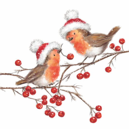 Christmas Robins Beverage Napkins