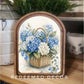 Arch Top Blue Hydrangeas Framed Art : 6x8"
