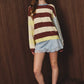 Round Neck Long Sleeve Stripe Sweater Top