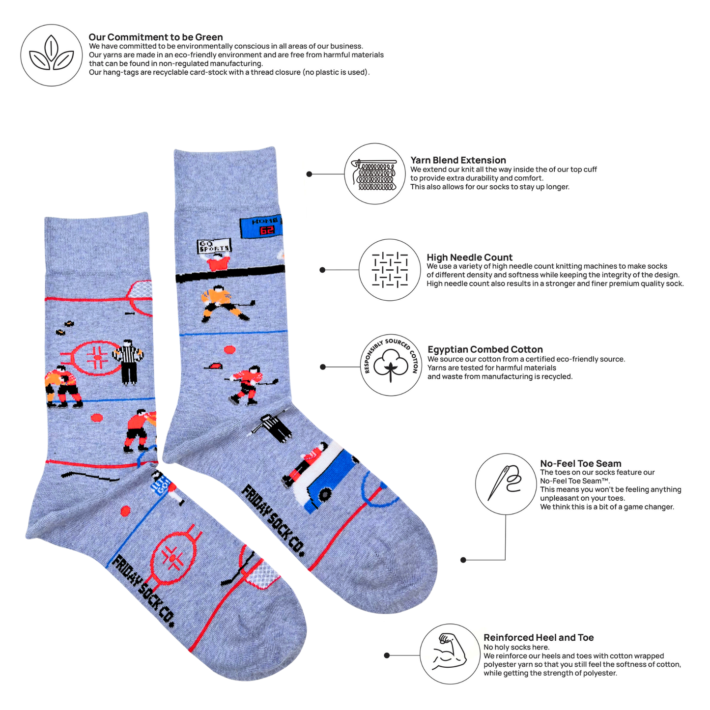 Men’s Funny Hockey Mid-Calf Scene Socks