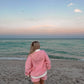 Dark Pink and White Big Striped Mockneck Sweatshirt