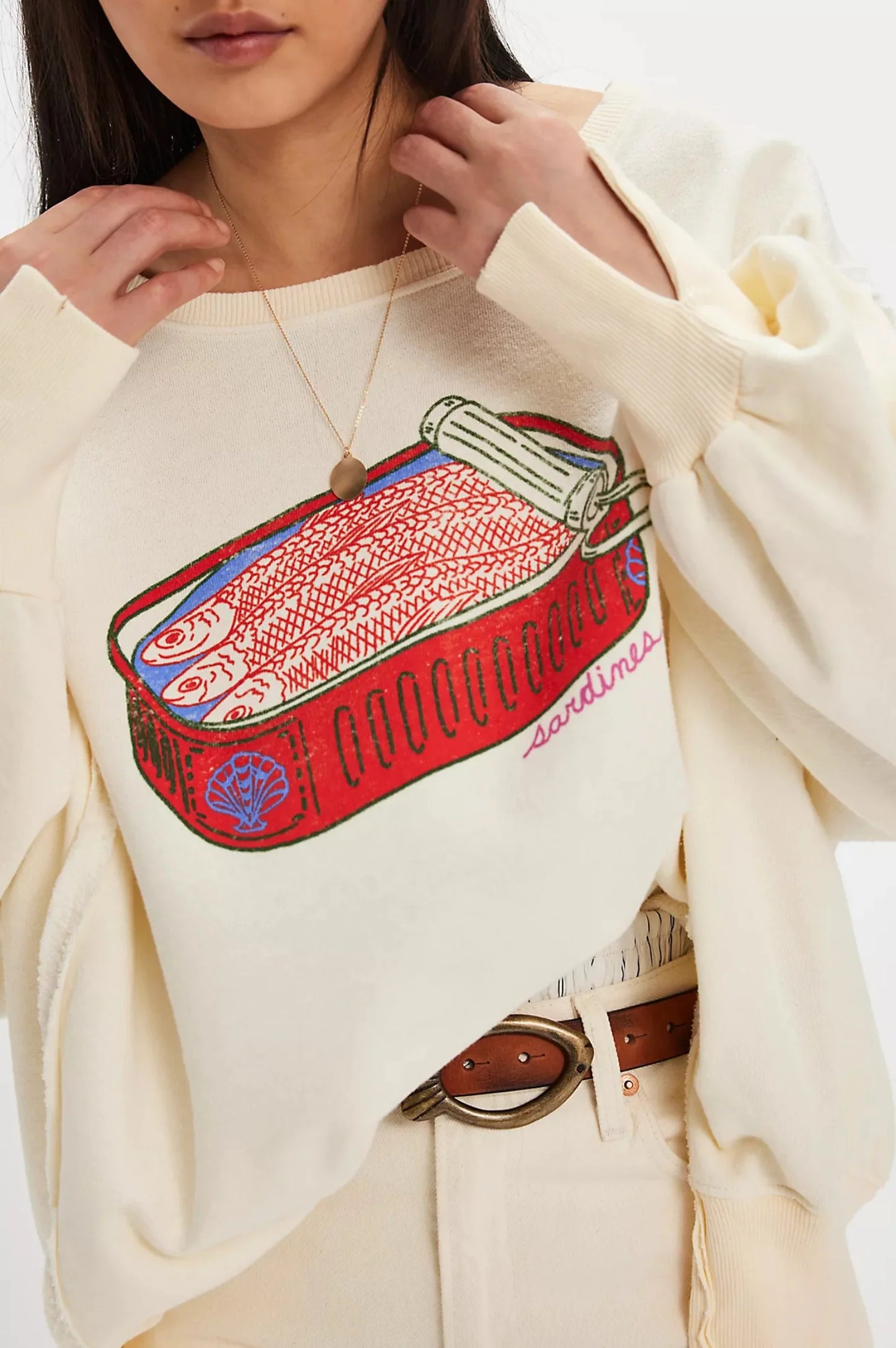 Free People Graphic Camden Pullover Sardine