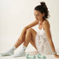 Cherry Ruffle Grip Sock [Baby Blue], Pilates Socks