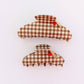 BROWN GINGHAM TOMATO CHARM CLAW: MIDI