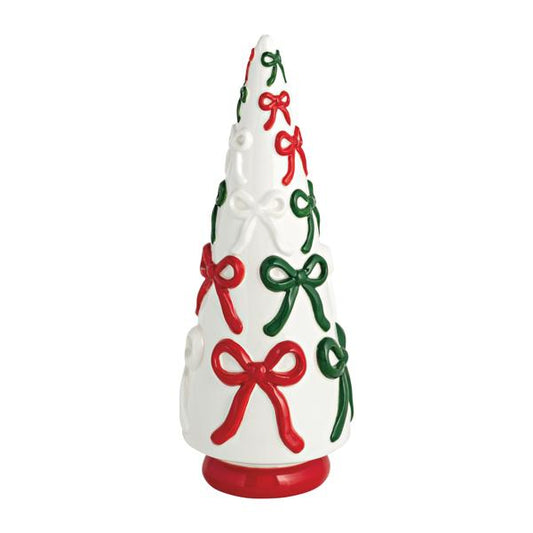 Mudpie Large Bow Ceramic Christmas Tree