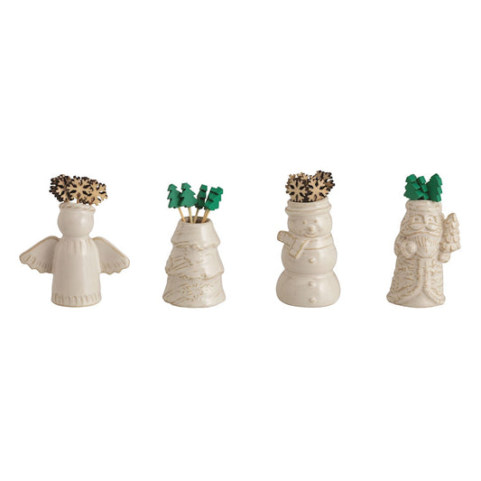 Mudpie White Christmas Toothpick Set