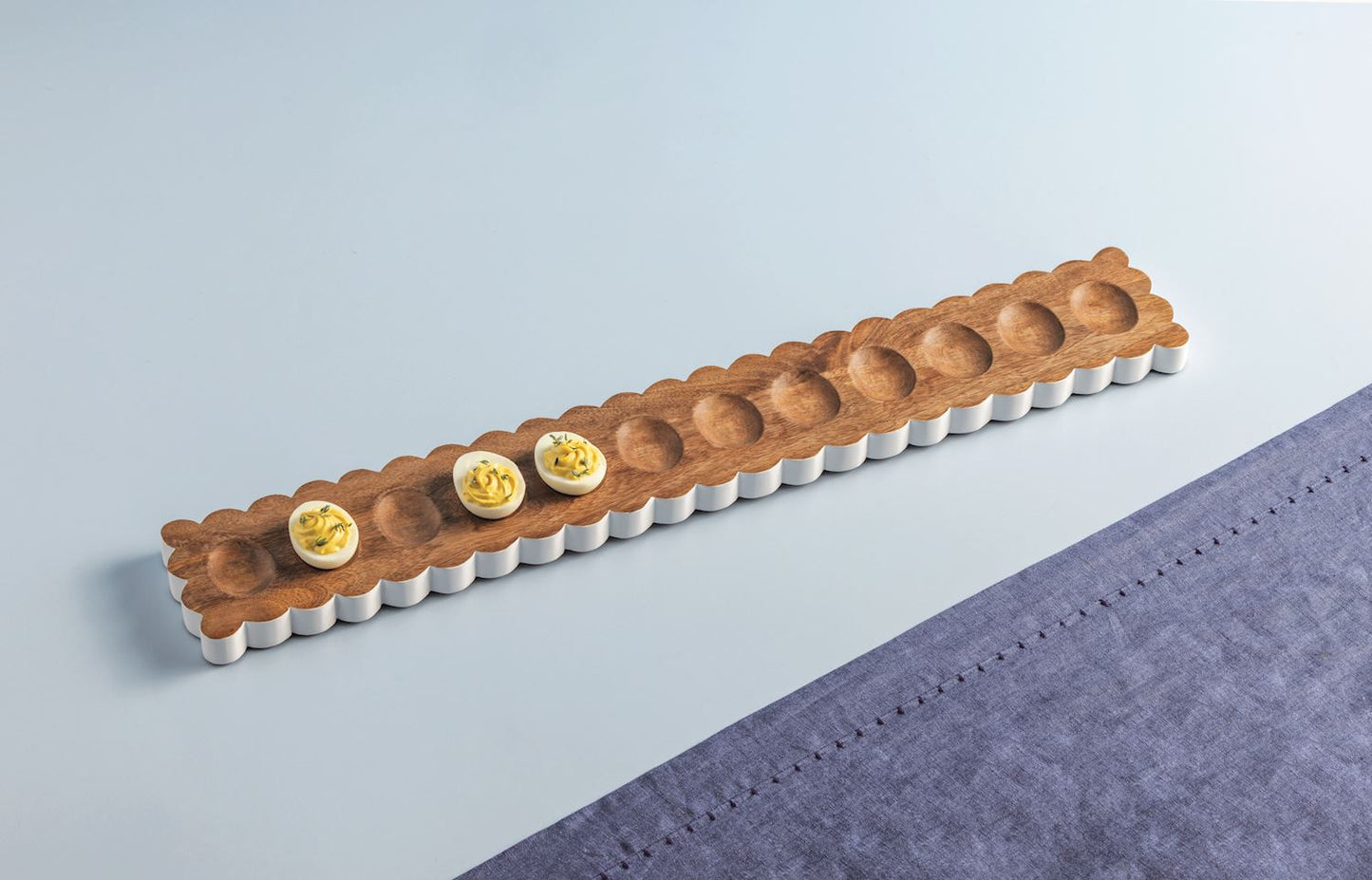 Mudpie Scalloped Wooden Deviled Egg Serving Board