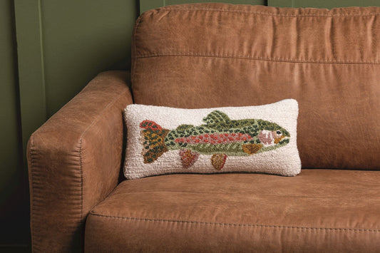 Mudpie Trout Hook Wool Pillow
