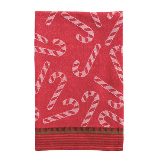 Mudpie Christmas Candy Cane Jacquard Towel
