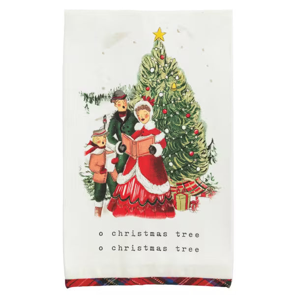 Mudpie Tartan Hem Christmas Tea Towel