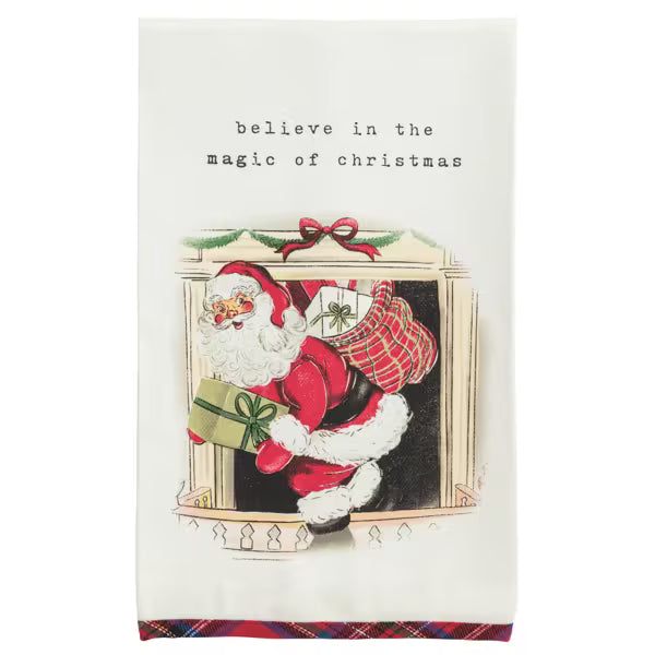 Mudpie Tartan Hem Christmas Tea Towel