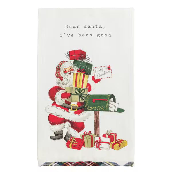 Mudpie Tartan Hem Christmas Tea Towel