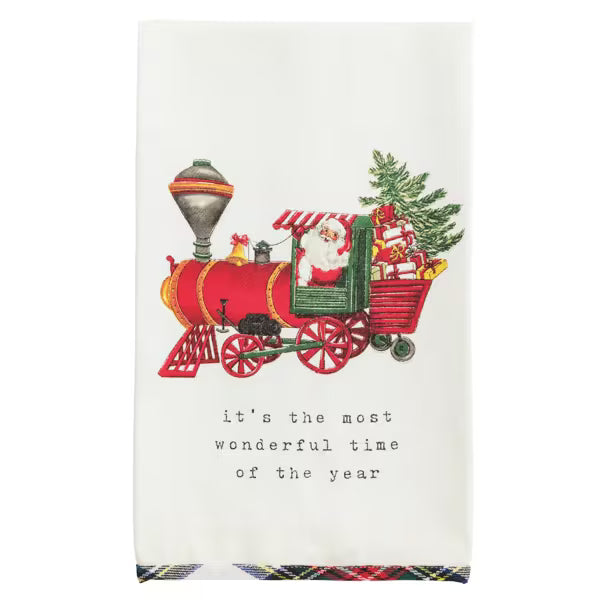 Mudpie Tartan Hem Christmas Tea Towel