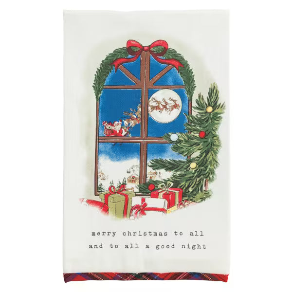 Mudpie Tartan Hem Christmas Tea Towel