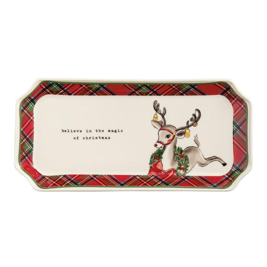 Mudpie Reindeer Tartan Everything Dish