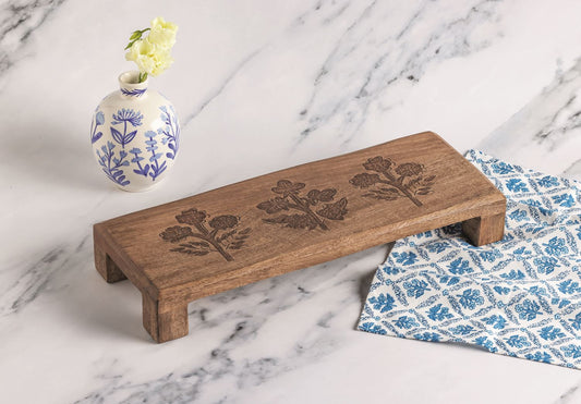 Mudpie Floral Engraved Wood Board