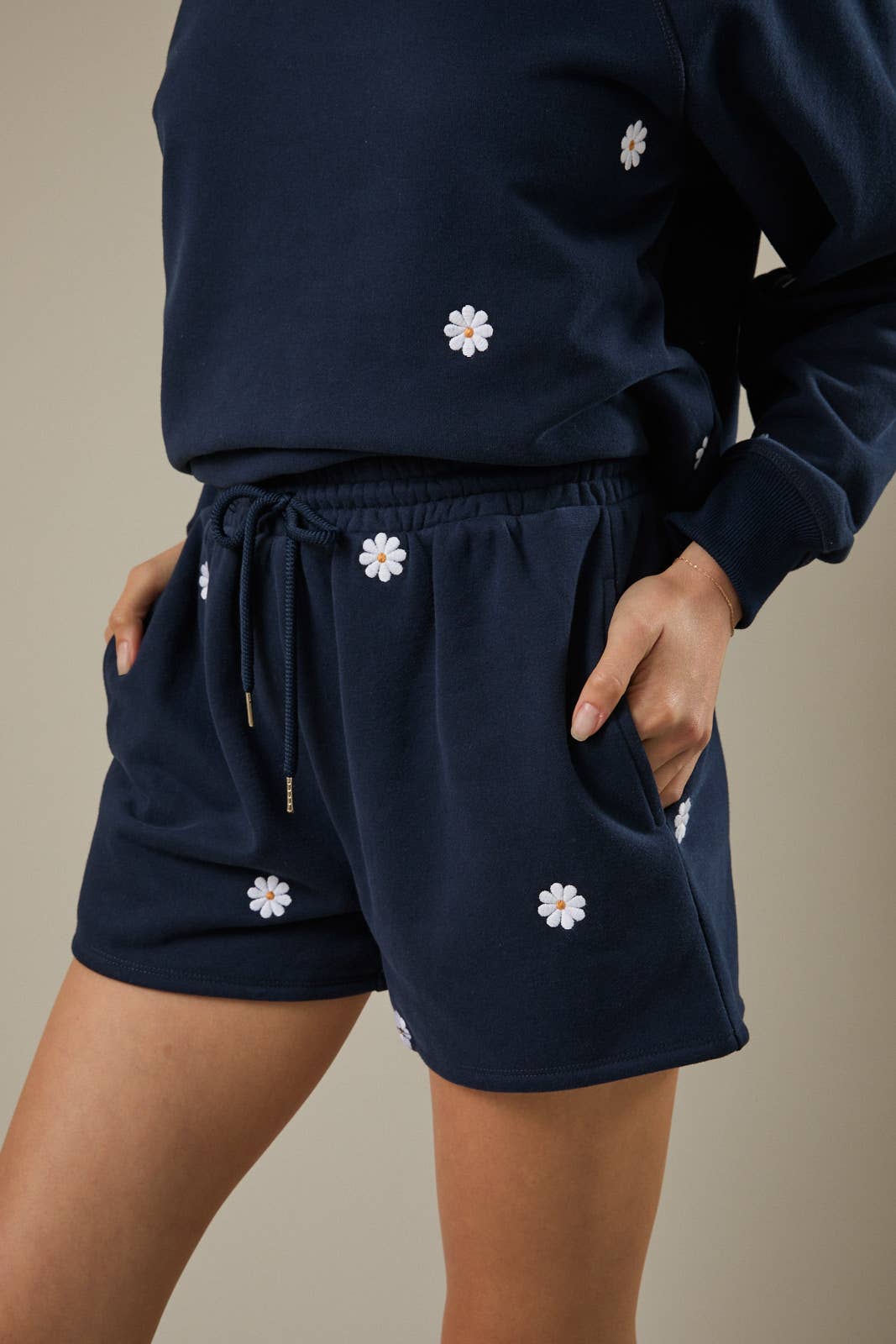 Embroidered Daisy Shorts