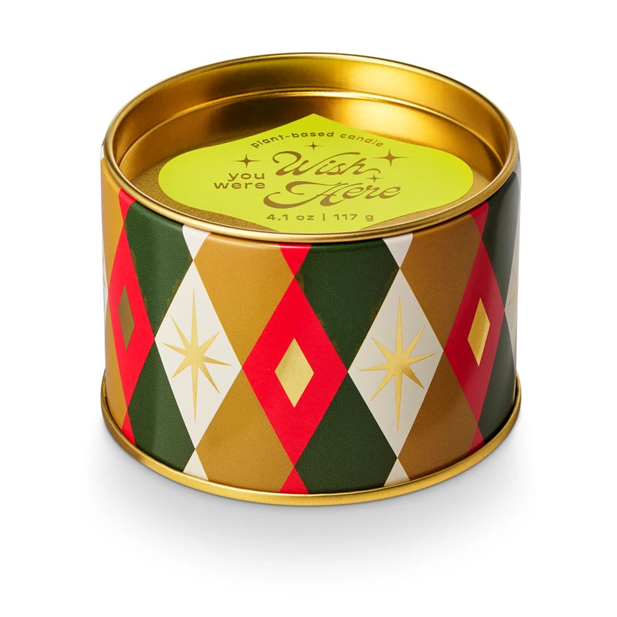 Holiday Hotel Tin Candle Wish You Were Here