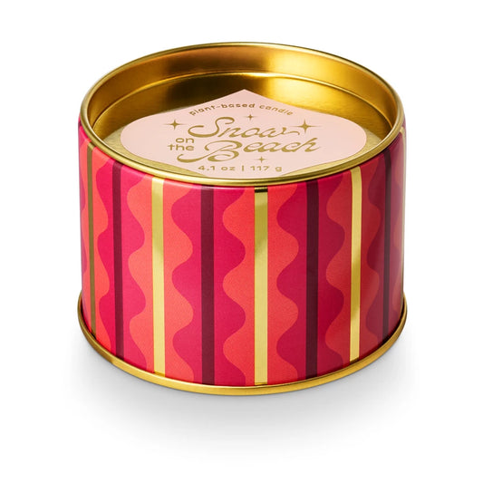 Holiday Hotel Tin Candle Snow On The Beach