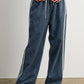 Side Stripe Wide Leg Denim Pants