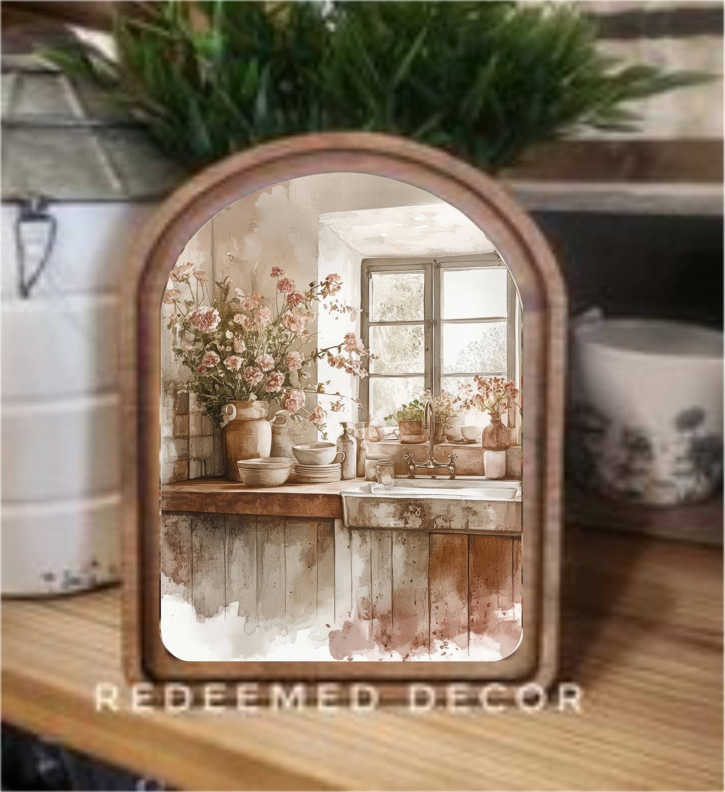 Arch Top Rustic Kitchen Framed Art  : 6x8"