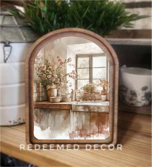 Arch Top Rustic Kitchen Framed Art  : 6x8"