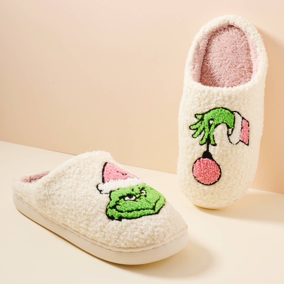 Christmas Pink Grinch Slippers