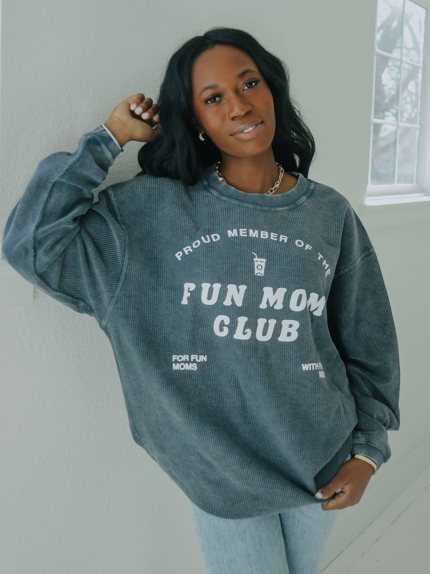 Friday + Saturday Fun Mom Club Corded Sweatshirt