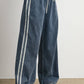 Side Stripe Wide Leg Denim Pants