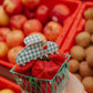 BLUE GINGHAM STRAWBERRY CHARM CLAW: MIDI