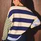 Round Neck Long Sleeve Stripe Sweater Top