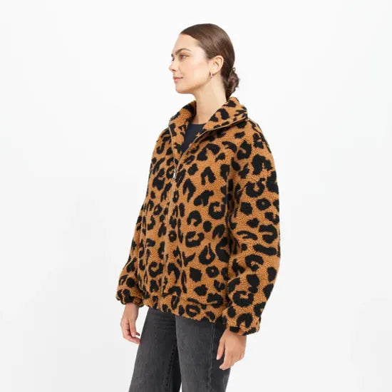 Brunette The Label Brown Leopard Sherpa Jacket