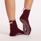Souls. Burgundy Bow Grip Socks