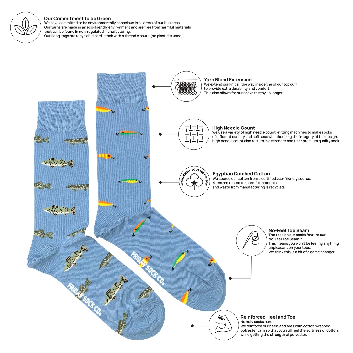 Men’s Fish & Fishing Lure Mid-Calf Socks