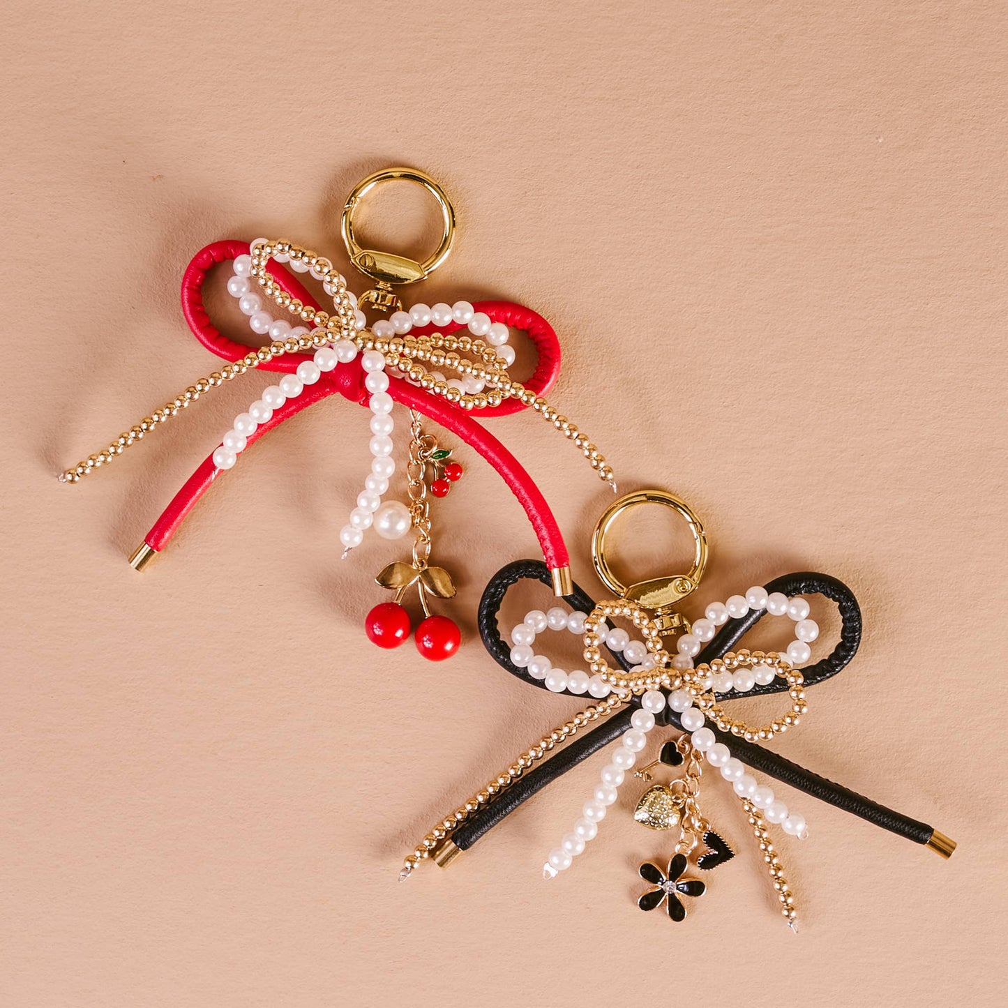 Layered Bows Bag Charm-Cherry Bliss