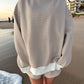 Brown and White Big Striped Mockneck Sweatshirt