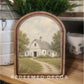 Arch Top White Barn Framed Art     : 6x8"