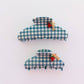 BLUE GINGHAM STRAWBERRY CHARM CLAW: OVERSIZED