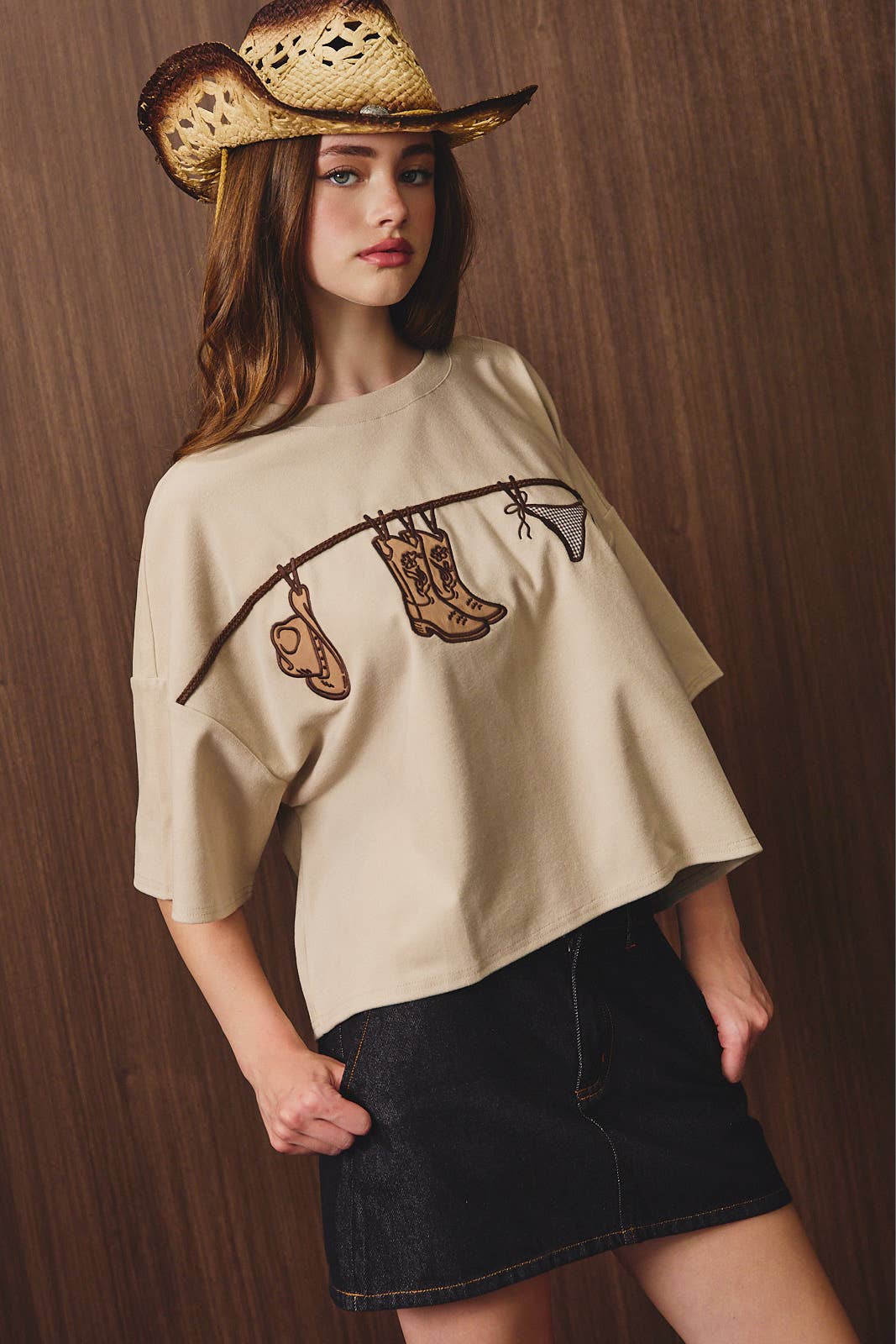 Short Sleeve Rodeo Laundry Line Top