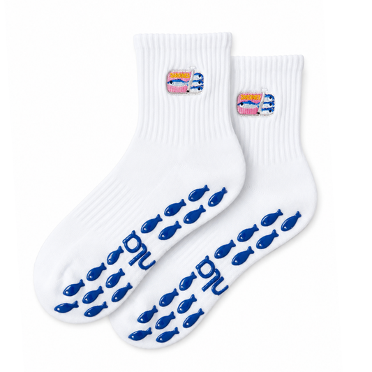 Sardine Tin Embroidered Summer Pilates Grip Socks