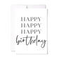 Happy Happy Happy Birthday | Minimalist Birthday Card: Single Card
