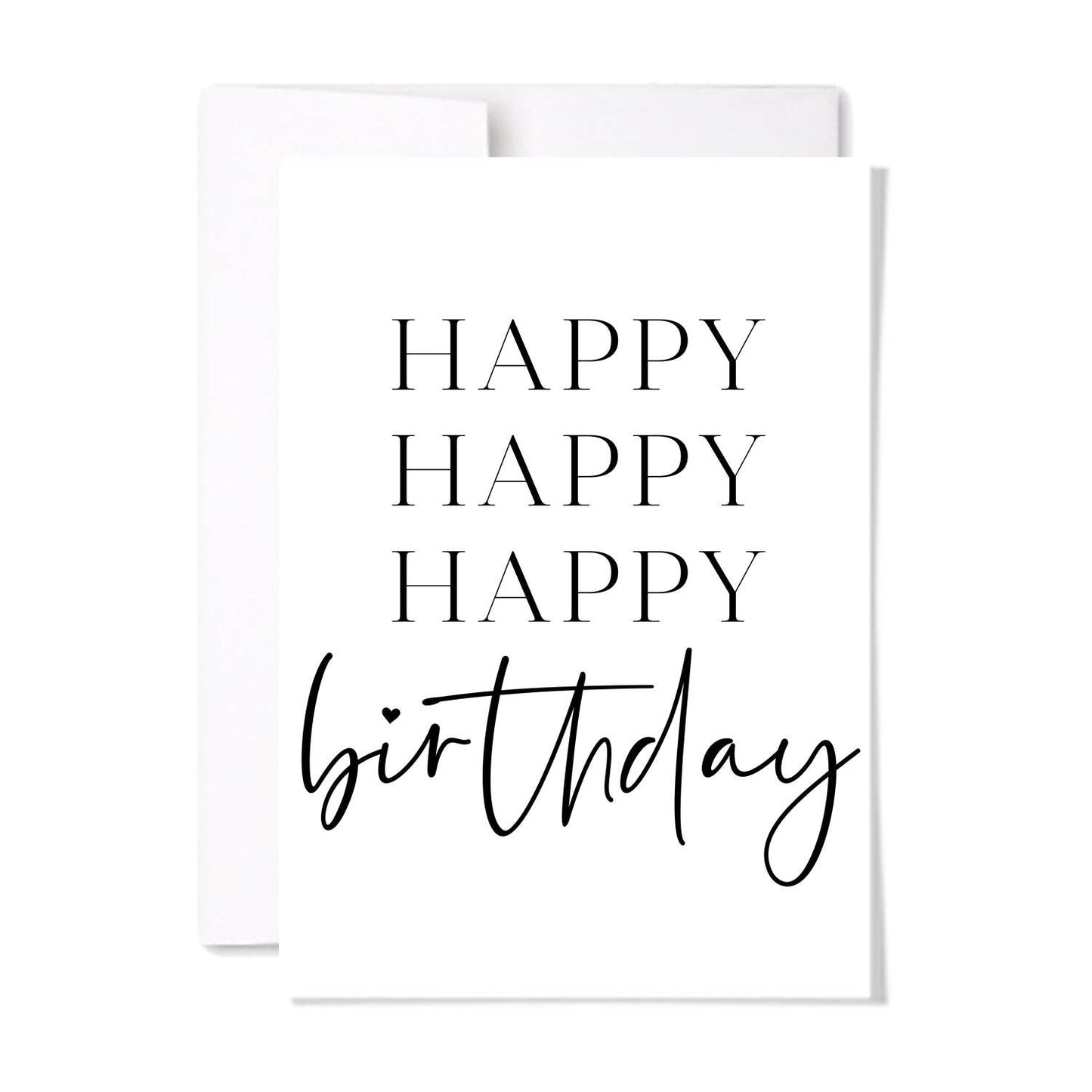 Happy Happy Happy Birthday | Minimalist Birthday Card: Single Card