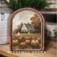 Arch Top Halloween Pumpkin Farmhouse Framed Art: 6x8"