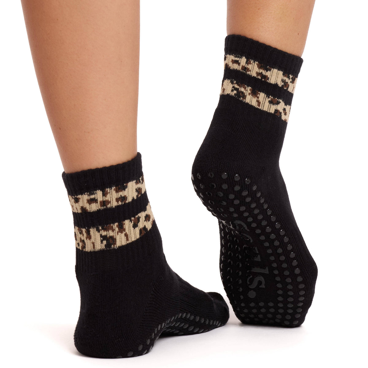 Souls. Black Cheetah Grip Socks