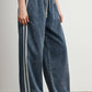 Side Stripe Wide Leg Denim Pants