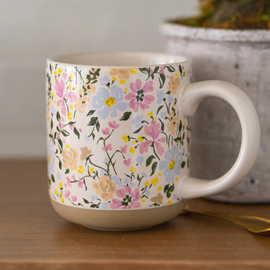 Spring Floral Stoneware Coffee Mug