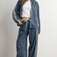 Side Stripe Wide Leg Denim Pants