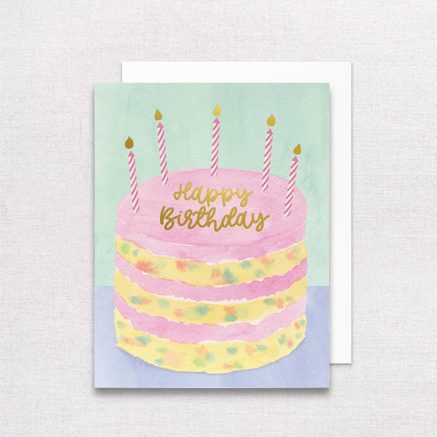 Funfetti Birthday Cake Greeting Card with Gold Foil