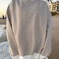 Brown and White Big Striped Mockneck Sweatshirt